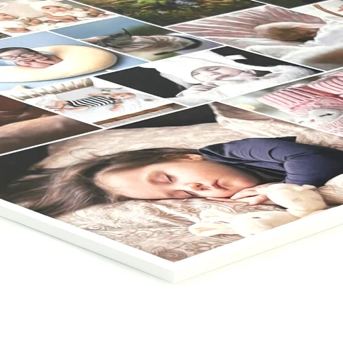 Photo collage on foam board: detailed view